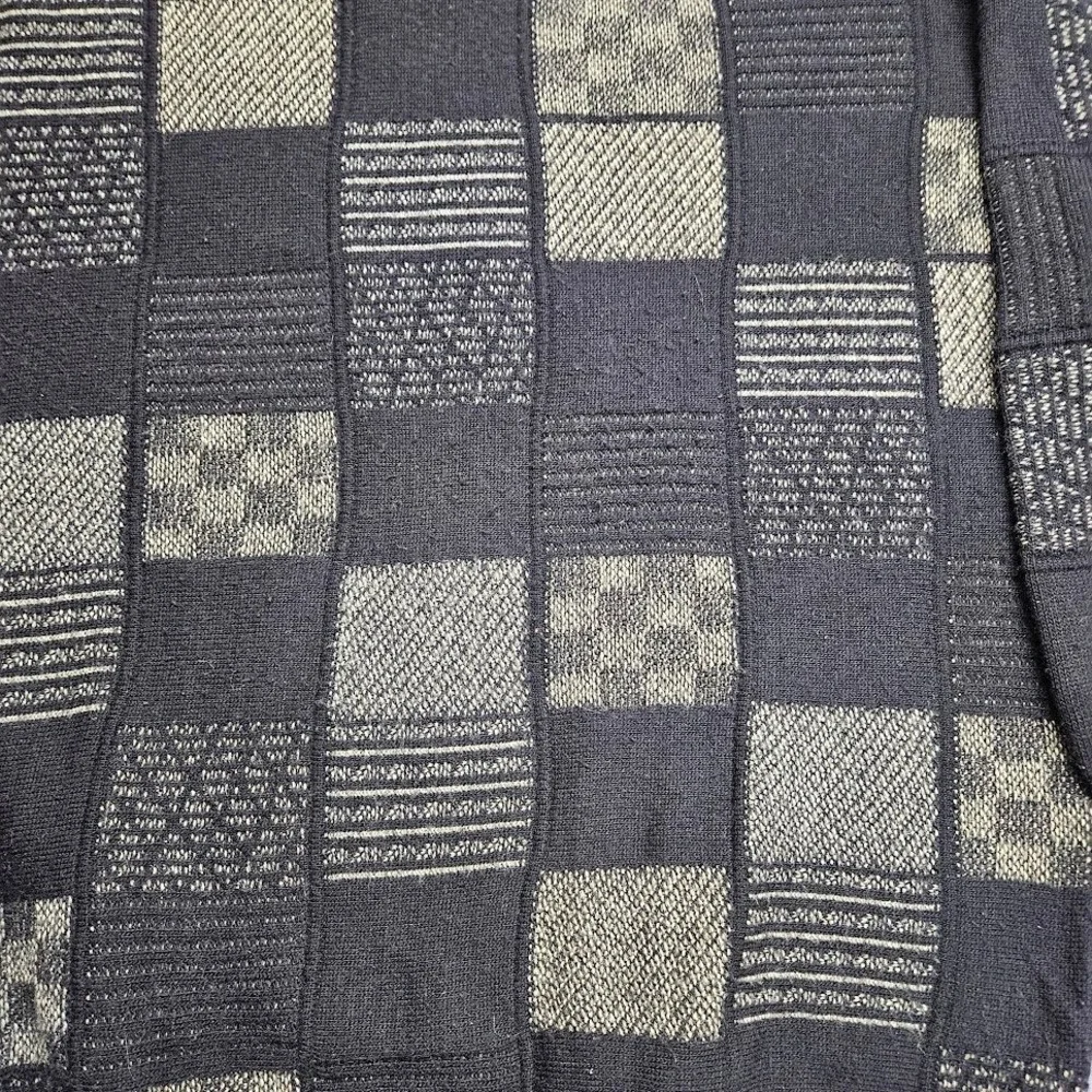 Enro Sweater Mens 2X Black Patchwork Geometric Wool Blend Crewneck Knit Vintage